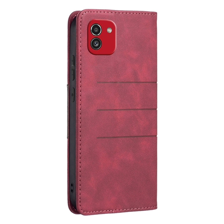 For Samsung Galaxy A03 166mm BF10 Color Block Magnetic Flip Leather Phone Case
