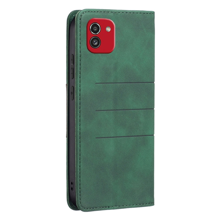For Samsung Galaxy A03 166mm BF10 Color Block Magnetic Flip Leather Phone Case