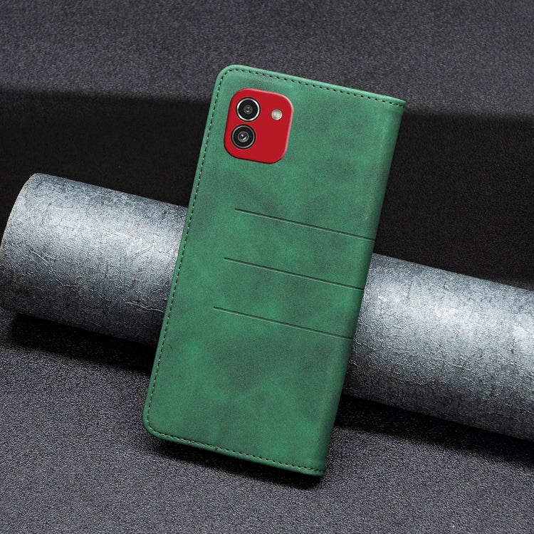 For Samsung Galaxy A03 166mm BF10 Color Block Magnetic Flip Leather Phone Case