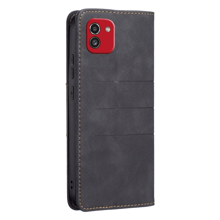 For Samsung Galaxy A03 166mm BF10 Color Block Magnetic Flip Leather Phone Case