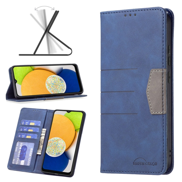 For Samsung Galaxy A03 166mm BF10 Color Block Magnetic Flip Leather Phone Case