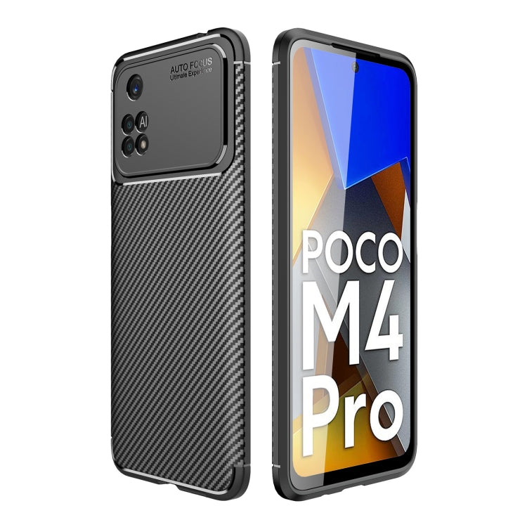 For Xiaomi Poco M4 Pro Carbon Fiber Texture Shockproof TPU Phone Case