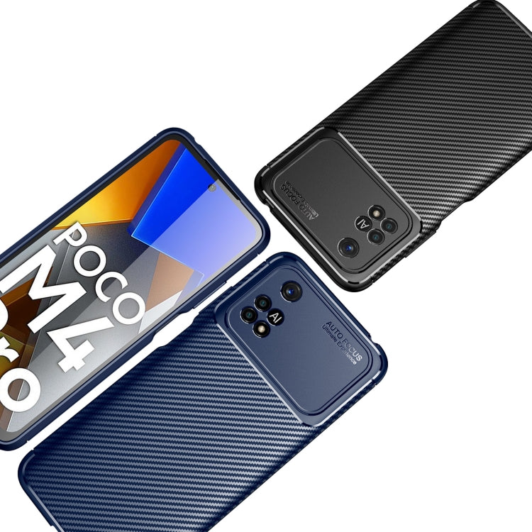 For Xiaomi Poco M4 Pro Carbon Fiber Texture Shockproof TPU Phone Case