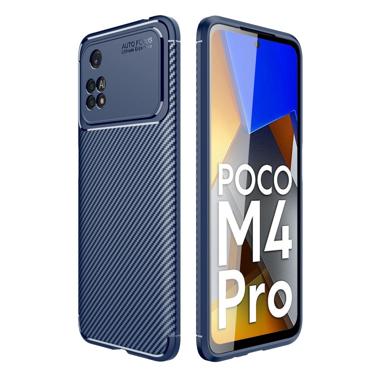 For Xiaomi Poco M4 Pro Carbon Fiber Texture Shockproof TPU Phone Case
