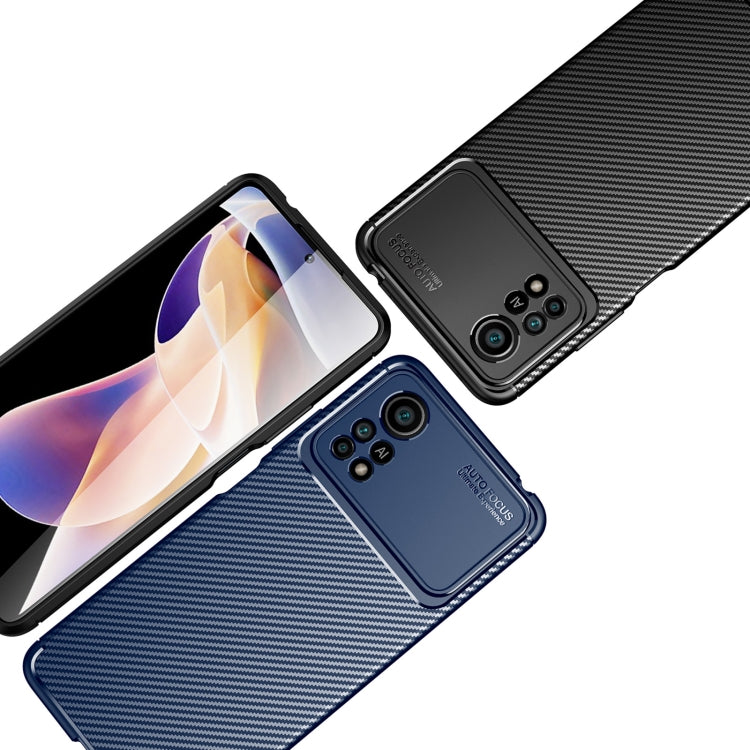 For Xiaomi Poco M4 Pro Fine Hole Version Carbon Fiber Texture Shockproof TPU Phone Case