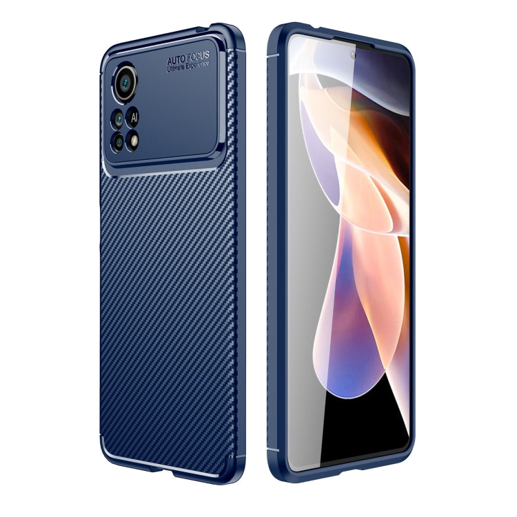 For Xiaomi Poco M4 Pro Fine Hole Version Carbon Fiber Texture Shockproof TPU Phone Case