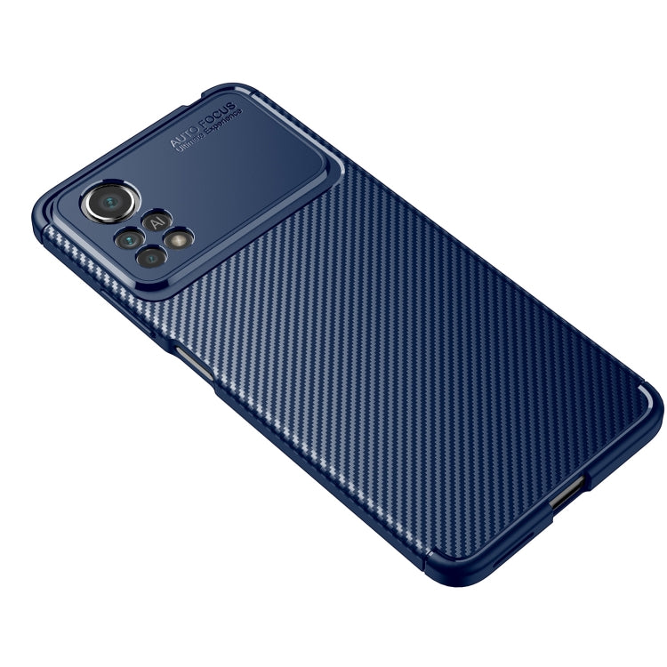 For Xiaomi Poco M4 Pro Fine Hole Version Carbon Fiber Texture Shockproof TPU Phone Case