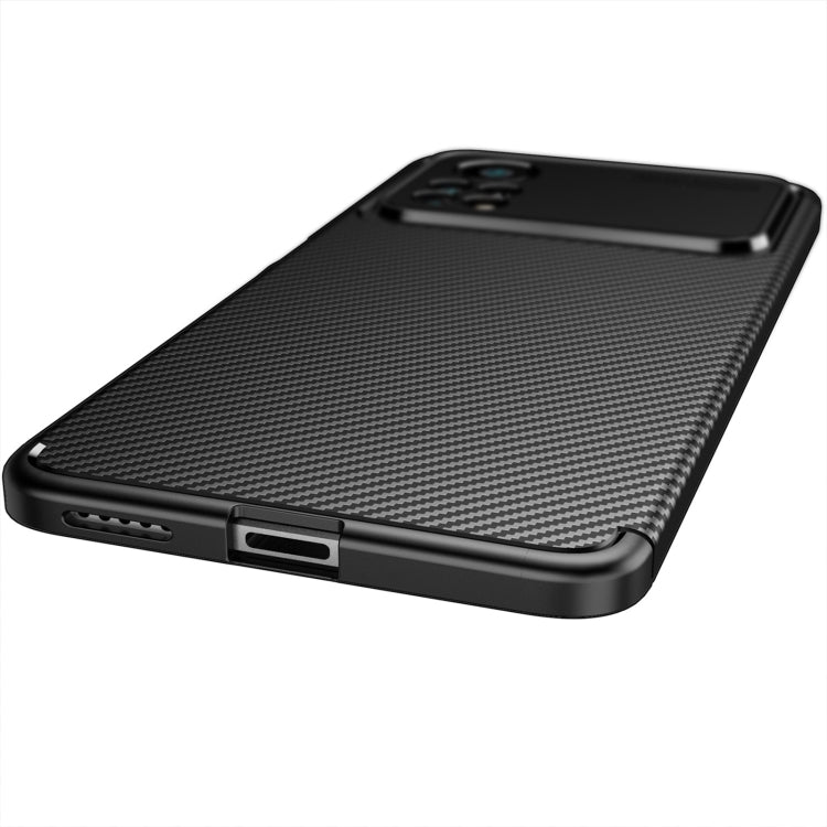 For Xiaomi Poco M4 Pro Fine Hole Version Carbon Fiber Texture Shockproof TPU Phone Case