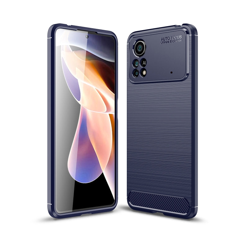 For Xiaomi Poco X4 Pro 5G Fine Hole Version Brushed Texture Carbon Fiber Shockproof TPU Phone Case