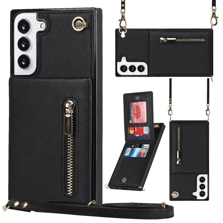 For Samsung Galaxy S21 FE 5G Cross-body Square Zipper Card Holder Bag Phone Case