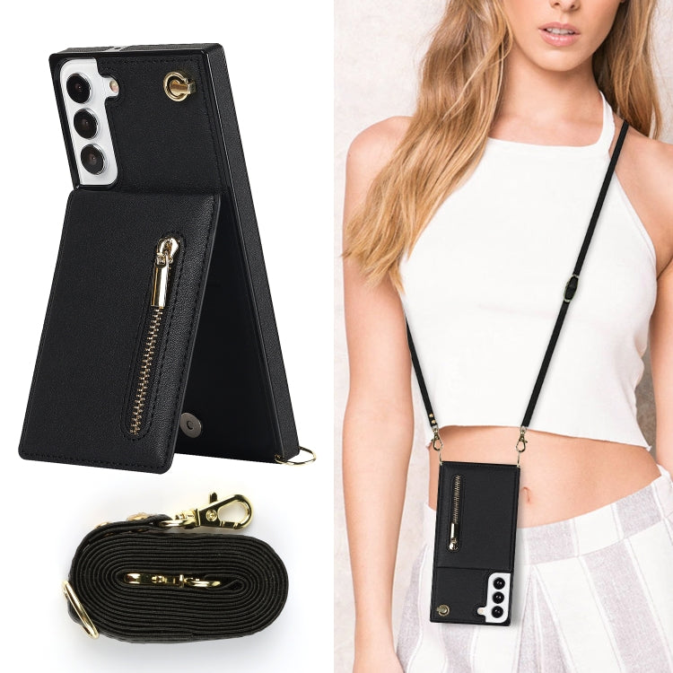 For Samsung Galaxy S21 FE 5G Cross-body Square Zipper Card Holder Bag Phone Case