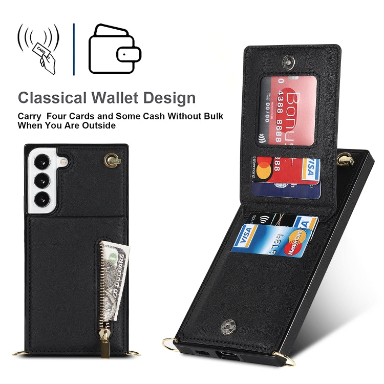 For Samsung Galaxy S21 FE 5G Cross-body Square Zipper Card Holder Bag Phone Case