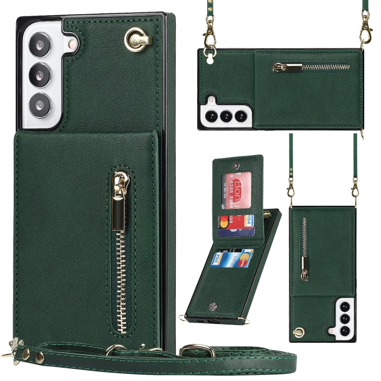 For Samsung Galaxy S21 FE 5G Cross-body Square Zipper Card Holder Bag Phone Case