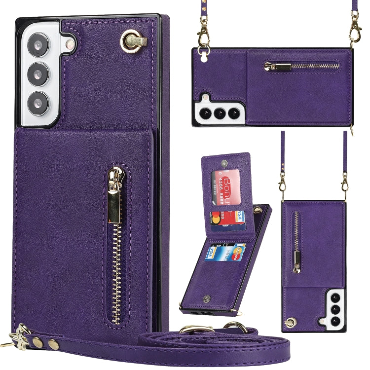 For Samsung Galaxy S21 FE 5G Cross-body Square Zipper Card Holder Bag Phone Case
