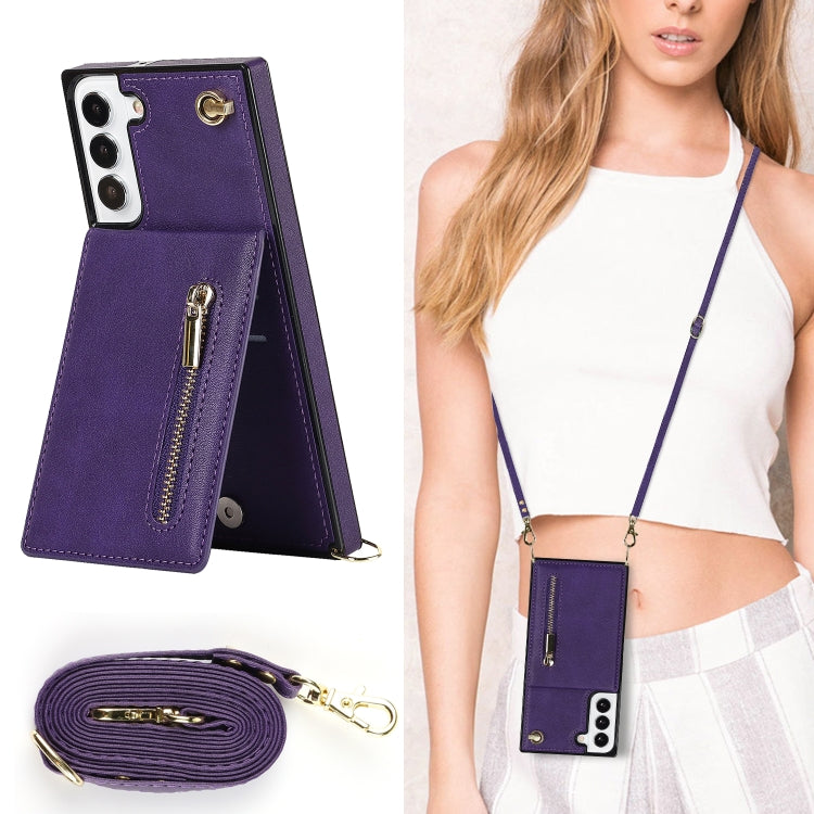 For Samsung Galaxy S21 FE 5G Cross-body Square Zipper Card Holder Bag Phone Case