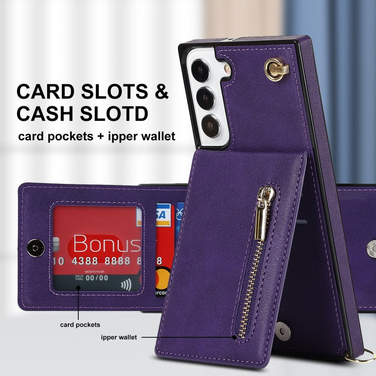 For Samsung Galaxy S21 FE 5G Cross-body Square Zipper Card Holder Bag Phone Case