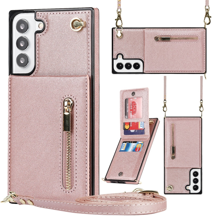 For Samsung Galaxy S21 FE 5G Cross-body Square Zipper Card Holder Bag Phone Case