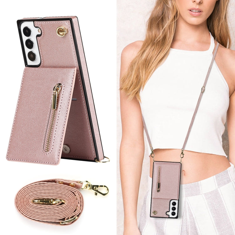 For Samsung Galaxy S21 FE 5G Cross-body Square Zipper Card Holder Bag Phone Case