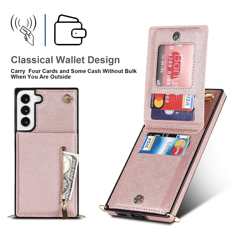 For Samsung Galaxy S21 FE 5G Cross-body Square Zipper Card Holder Bag Phone Case