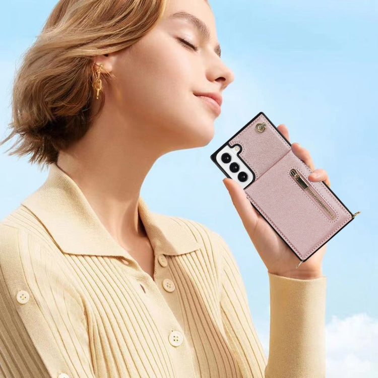 For Samsung Galaxy S21 FE 5G Cross-body Square Zipper Card Holder Bag Phone Case