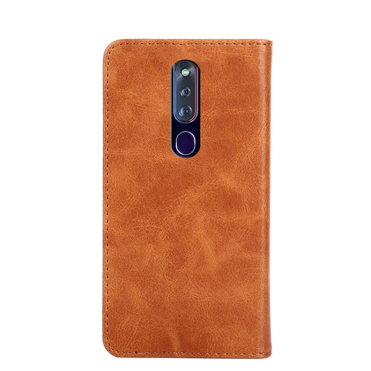 For OPPO F11 Pro Non-Magnetic Retro Texture Horizontal Flip Leather Phone Case