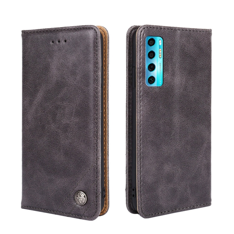For TCL 20 Pro 5G Non-Magnetic Retro Texture Leather Phone Case