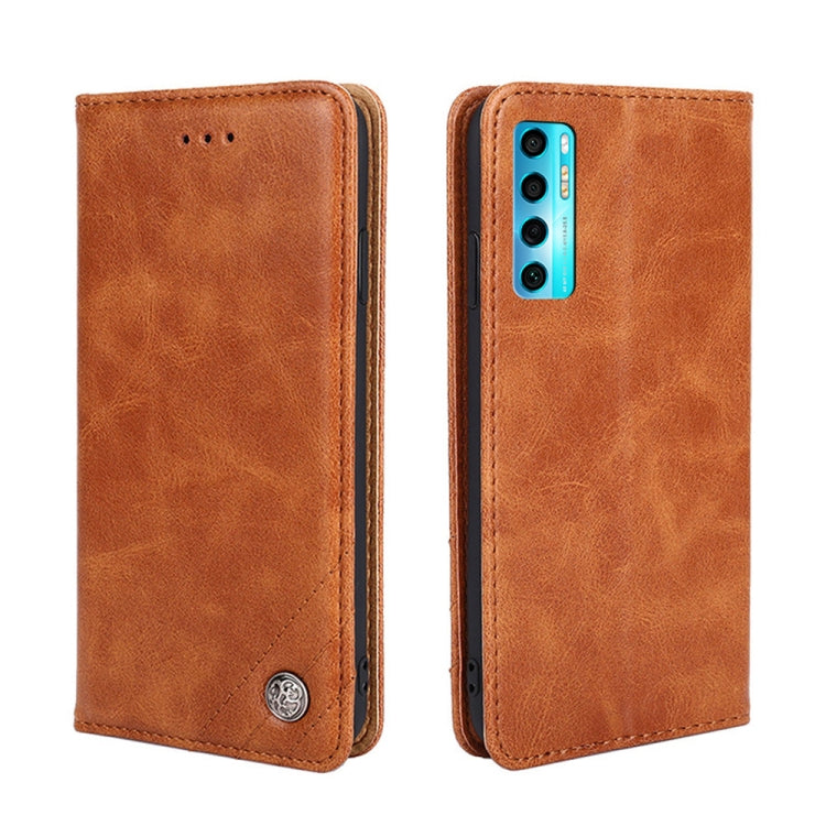 For TCL 20 Pro 5G Non-Magnetic Retro Texture Leather Phone Case