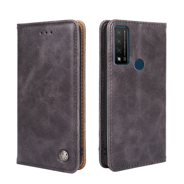 For TCL 20R 5G / Bremen / 20AX 5G Non-Magnetic Retro Texture Leather Phone Case