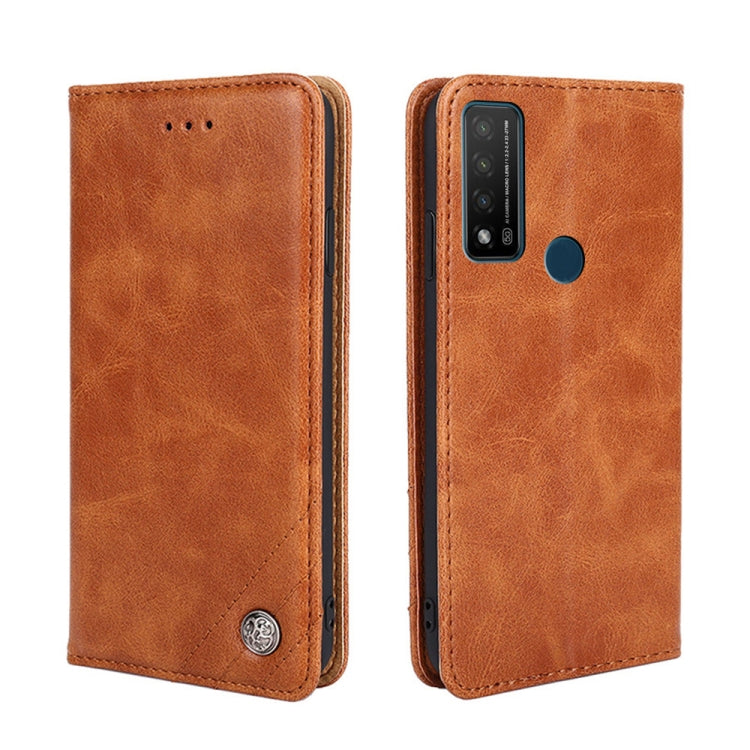 For TCL 20R 5G / Bremen / 20AX 5G Non-Magnetic Retro Texture Leather Phone Case