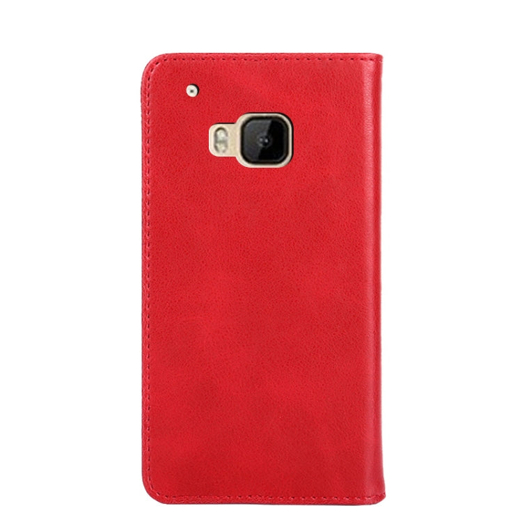 For HTC One M9 Non-Magnetic Retro Texture Leather Phone Case