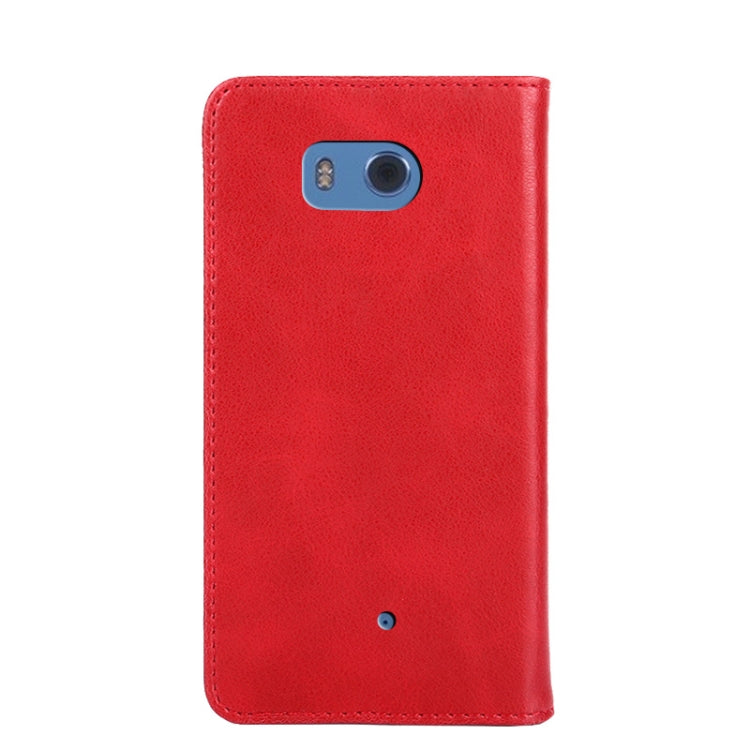 For HTC U11 Non-Magnetic Retro Texture Leather Phone Case