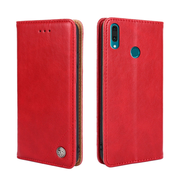For Huawei Y9 2019 / Enjoy 9 Plus Non-Magnetic Retro Texture Leather Phone Case