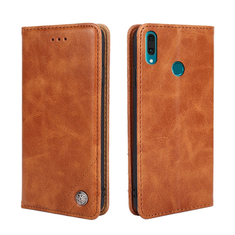 For Huawei Y9 2019 / Enjoy 9 Plus Non-Magnetic Retro Texture Leather Phone Case