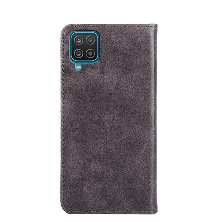 For Samsung Galaxy A12 Non-Magnetic Retro Texture Leather Phone Case