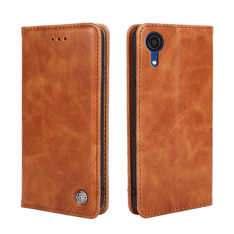 For Samsung Galaxy A03 Core Non-Magnetic Retro Texture Leather Phone Case