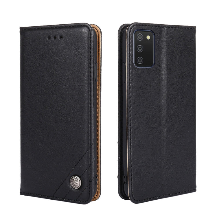 For Samsung Galaxy A03s 164mm Non-Magnetic Retro Texture Leather Phone Case