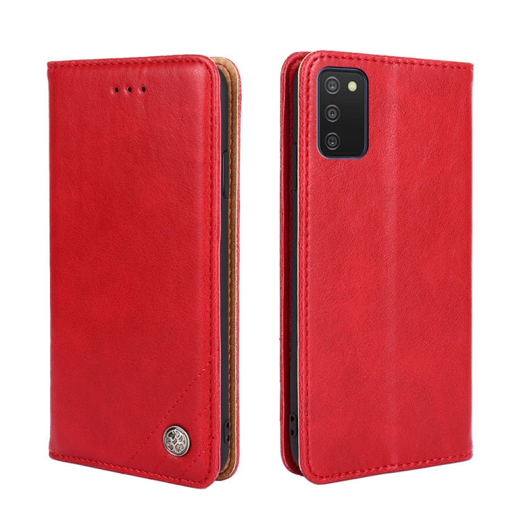 For Samsung Galaxy A03s 164mm Non-Magnetic Retro Texture Leather Phone Case