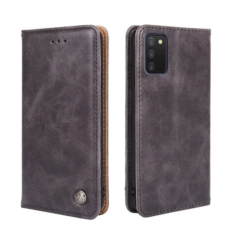 For Samsung Galaxy A03s 166mm Non-Magnetic Retro Texture Leather Phone Case