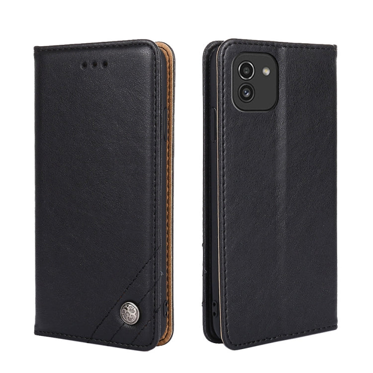 For Samsung Galaxy A03 Global Non-Magnetic Retro Texture Leather Phone Case