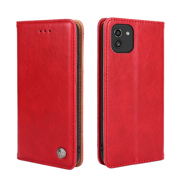 For Samsung Galaxy A03 Global Non-Magnetic Retro Texture Leather Phone Case