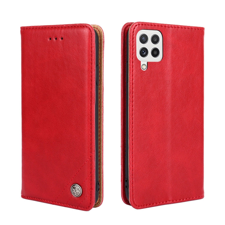 For Samsung Galaxy A22 4G Non-Magnetic Retro Texture Leather Phone Case