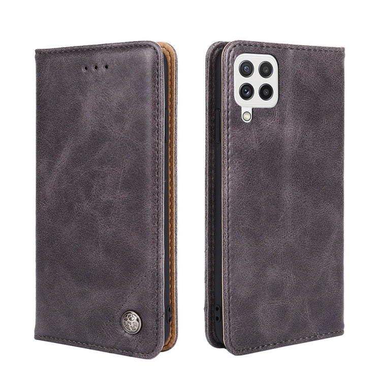 For Samsung Galaxy A22 4G Non-Magnetic Retro Texture Leather Phone Case