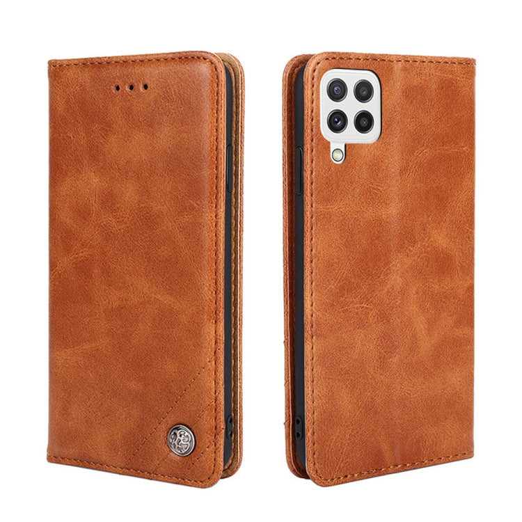 For Samsung Galaxy A22 4G Non-Magnetic Retro Texture Leather Phone Case