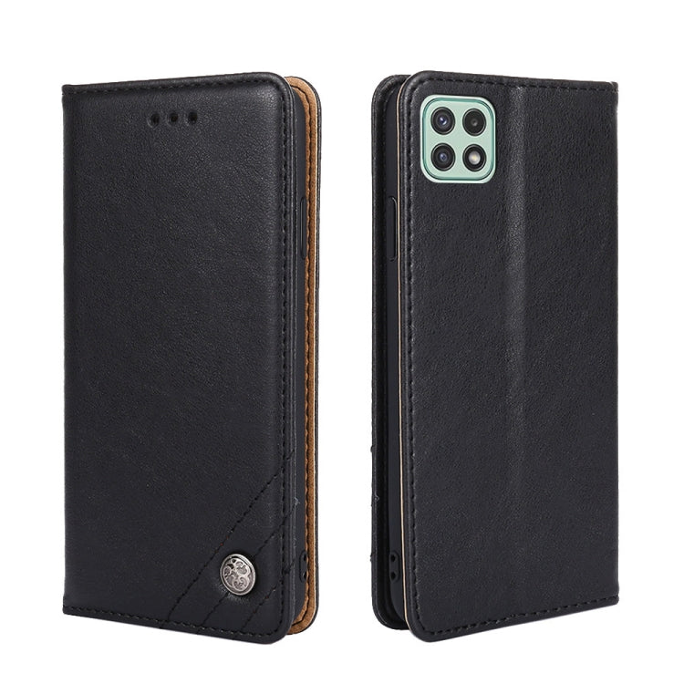 For Samsung Galaxy A22 5G Non-Magnetic Retro Texture Leather Phone Case