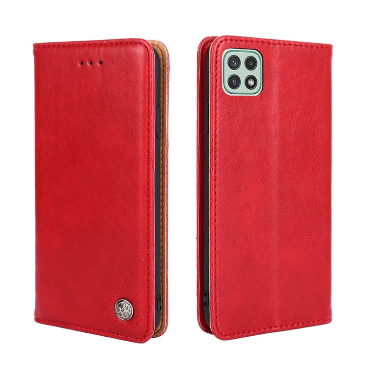 For Samsung Galaxy A22 5G Non-Magnetic Retro Texture Leather Phone Case