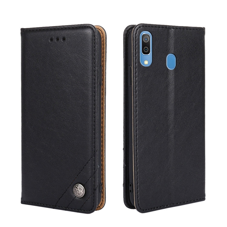 For Samsung Galaxy A30 JP Version Non-Magnetic Retro Texture Leather Phone Case