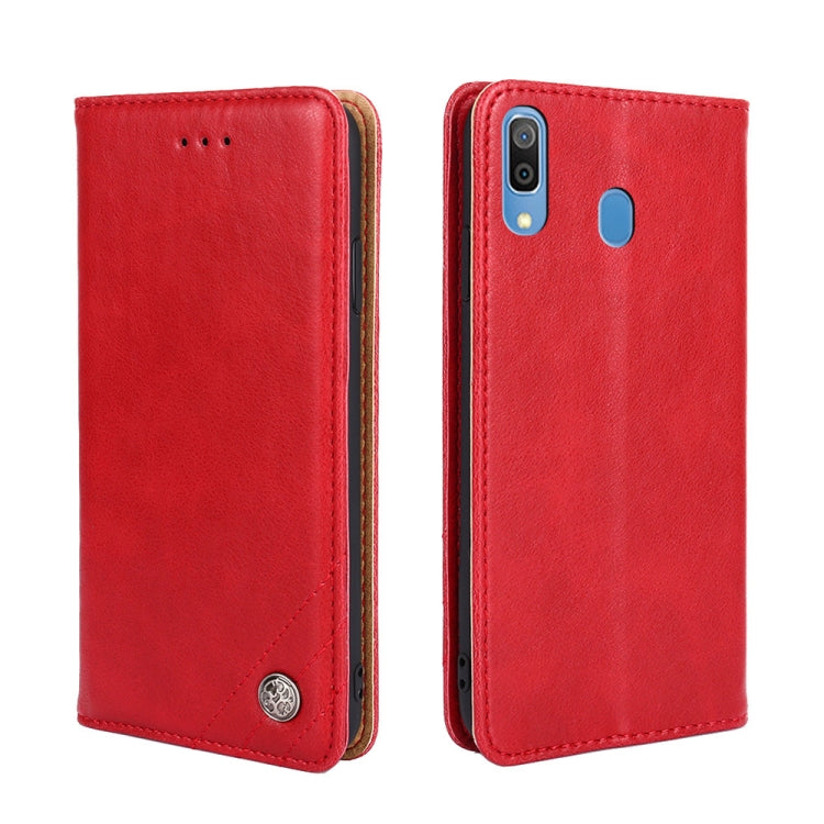 For Samsung Galaxy A30 JP Version Non-Magnetic Retro Texture Leather Phone Case