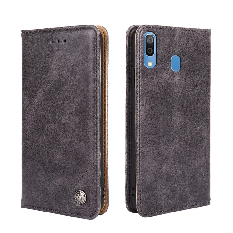 For Samsung Galaxy A30 JP Version Non-Magnetic Retro Texture Leather Phone Case