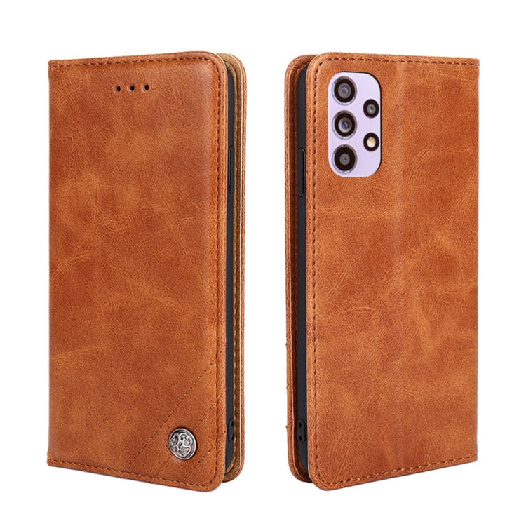 For Samsung Galaxy A33 5G Non-Magnetic Retro Texture Leather Phone Case