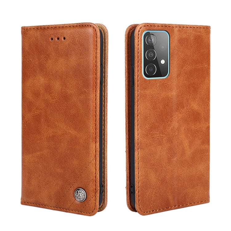 For Samsung Galaxy A52 5G / 4G / A52s 5G Non-Magnetic Retro Texture Leather Phone Case